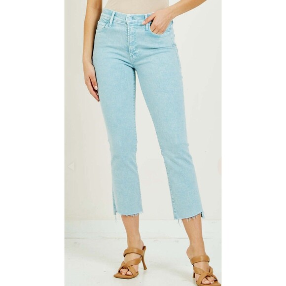 Women’s Mother insider crop step fray Aquatic Wash 23 Denim Jeans - Picture 1 of 8